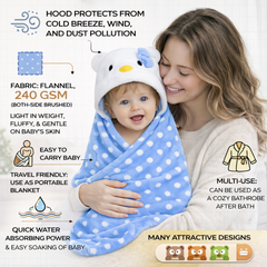 BRANDONN Newborn Polka Dot Ultra-Soft Hooded Baby Bath Towel & Bath Gown