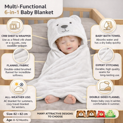 BRANDONN Newborn Hooded Baby Swaddle Blanket – Crib Wrapper (82 x 82 cm, 0–12 Months, 1 Pc)