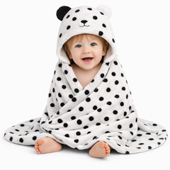 BRANDONN Newborn Polka Dot Ultra-Soft Hooded Baby Bath Towel & Bath Gown