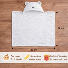 BRANDONN Newborn Hooded Baby Swaddle Blanket – Crib Wrapper (82 x 82 cm, 0–12 Months, 1 Pc)