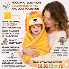 BRANDONN Newborn Hooded Baby Swaddle Blanket – Crib Wrapper (82 x 82 cm, 0–12 Months, 1 Pc)