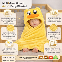 BRANDONN Newborn Hooded Baby Swaddle Blanket – Crib Wrapper (82 x 82 cm, 0–12 Months, 1 Pc)