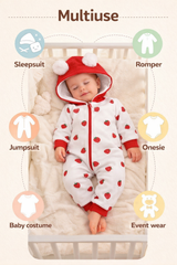 BRANDONN Baby Winter Fleece Romper – 320 GSM Hooded Zipper Onesie for Boys & Girls