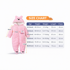 BRANDONN Baby Fleece Hooded Romper – Teddy Embroidered Winter Onesie