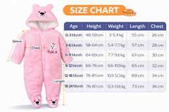 BRANDONN Baby Fleece Hooded Romper Winter Newborn Onesie Teddy Embroidered Jumpsuit