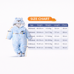 BRANDONN Baby Fleece Hooded Romper – Teddy Embroidered Winter Onesie