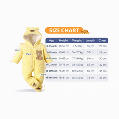 BRANDONN Baby Fleece Hooded Romper – Teddy Embroidered Winter Onesie