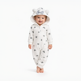 BRANDONN Baby Winter Fleece Hooded Romper – 320 GSM Heart Print Zipper Onesie