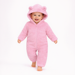 BRANDONN Baby Winter Flannel Hooded Romper – Warm Zipper Onesie for Newborn Boys & Girls