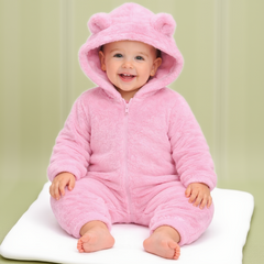 BRANDONN Baby Winter Flannel Hooded Romper – Warm Zipper Onesie for Newborn Boys & Girls