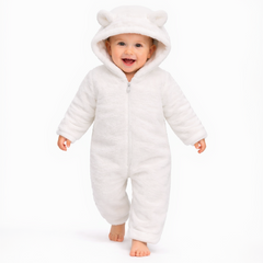 BRANDONN Baby Winter Flannel Hooded Romper – Warm Zipper Onesie for Newborn Boys & Girls