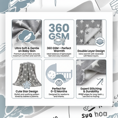 BRANDONN Newborn Baby Swaddle Blanket Gift Pack – Star Print Crib Wrapper (0–12 Months, 1 Pc)