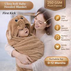 BRANDONN Hooded Baby Blanket & Bath Towel – 0-12 Months (75×75 cm)