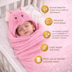 BRANDONN Hooded Baby Blanket & Bath Towel – 0-12 Months (75×75 cm)