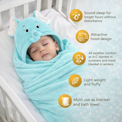 BRANDONN Hooded Baby Blanket & Bath Towel – 0-12 Months (75×75 cm)