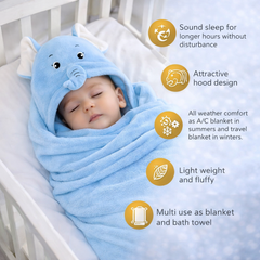 BRANDONN Hooded Baby Blanket & Bath Towel – 0-12 Months (75×75 cm)