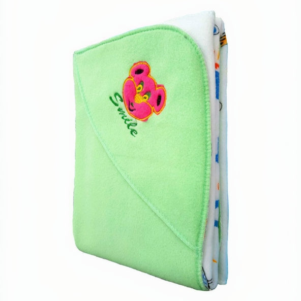 BRANDONN Premium Double PLY Reversible Hooded Fleece Baby Blanket (25 INCH X 35INCH,C-Green)