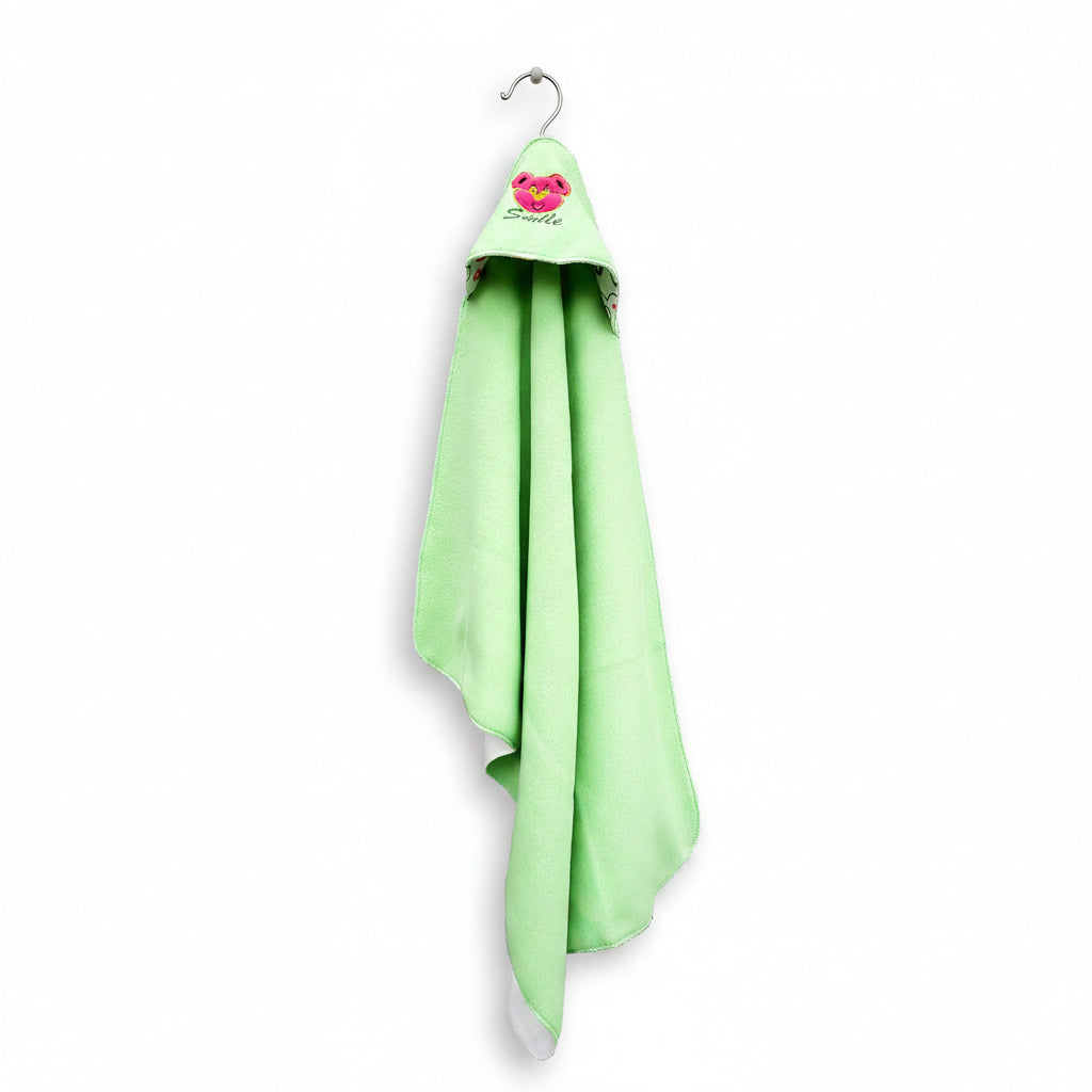 BRANDONN Premium Double PLY Reversible Hooded Fleece Baby Blanket (25 INCH X 35INCH,C-Green)