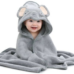 BRANDONN Baby Hooded Blanket & Bath Towel – Elephant | 0–12 Months