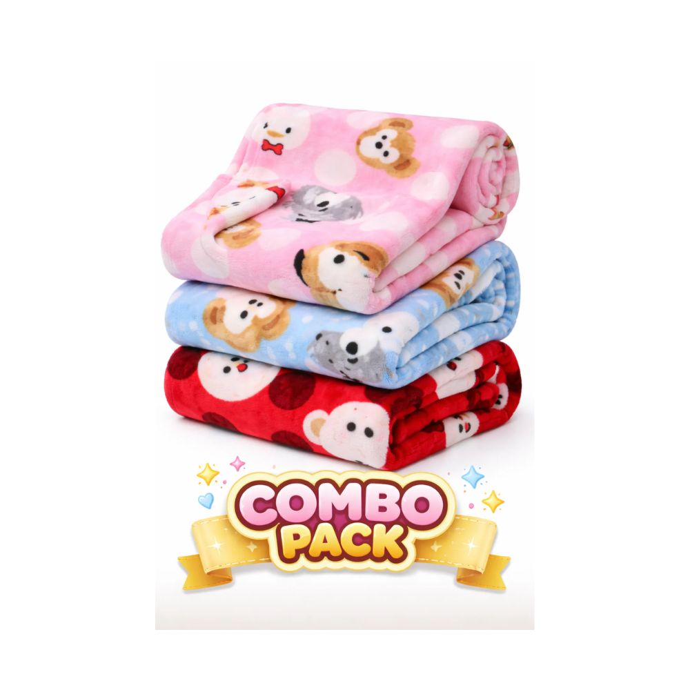 Brandonn Baby Blanket Gift Set (Pack of 3) – Puppy Print Swaddle (0–12 Months)