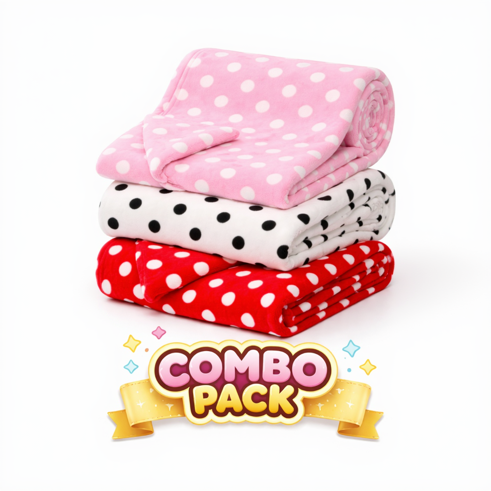 BRANDONN Newborn Baby Swaddle Blanket Gift Pack – Polka Print, Pack of 3 & Pack of 2 (0–12 Months)