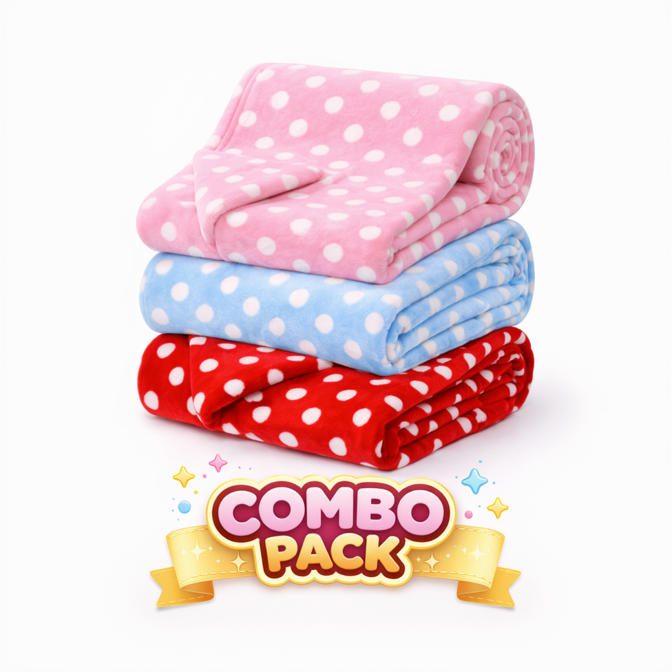BRANDONN Newborn Baby Swaddle Blanket Gift Pack – Polka Print, Pack of 3 & Pack of 2 (0–12 Months)