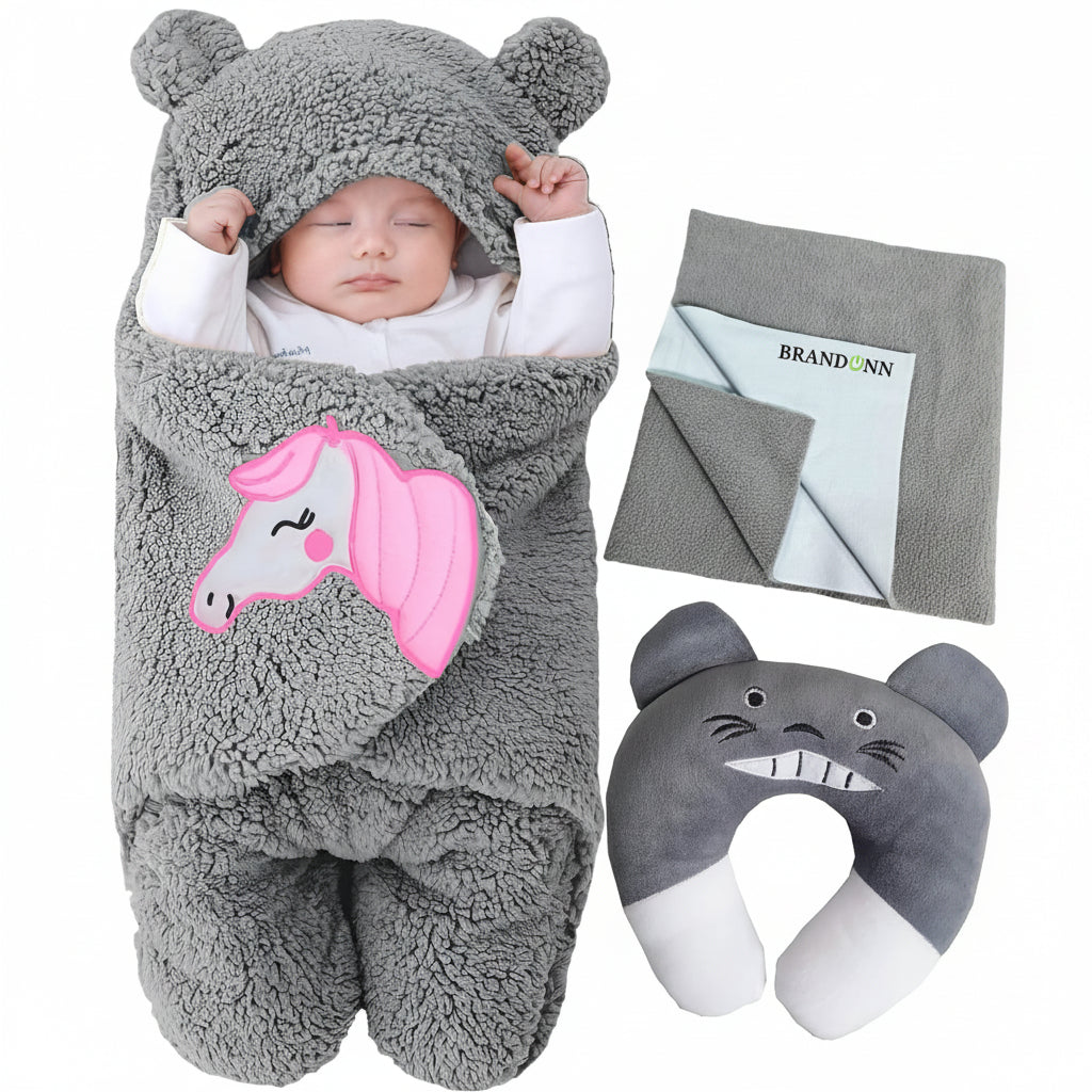 BRANDONN Newborn Baby Gift Set Combo Pack of Bedding Set for Boys and Girl Pack of 3 Pcs.