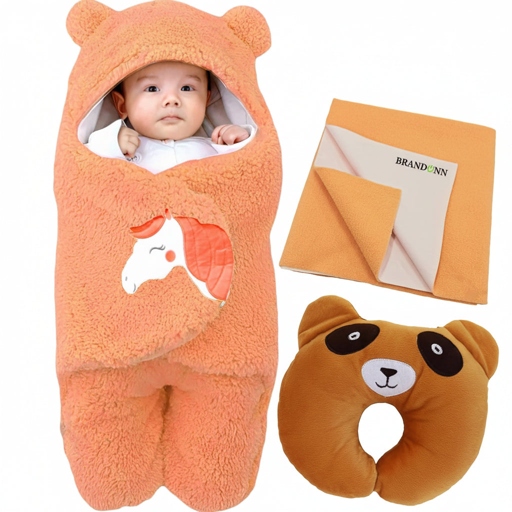 BRANDONN Newborn Baby Gift Set Combo Pack of Bedding Set for Boys and Girl Pack of 3 Pcs.