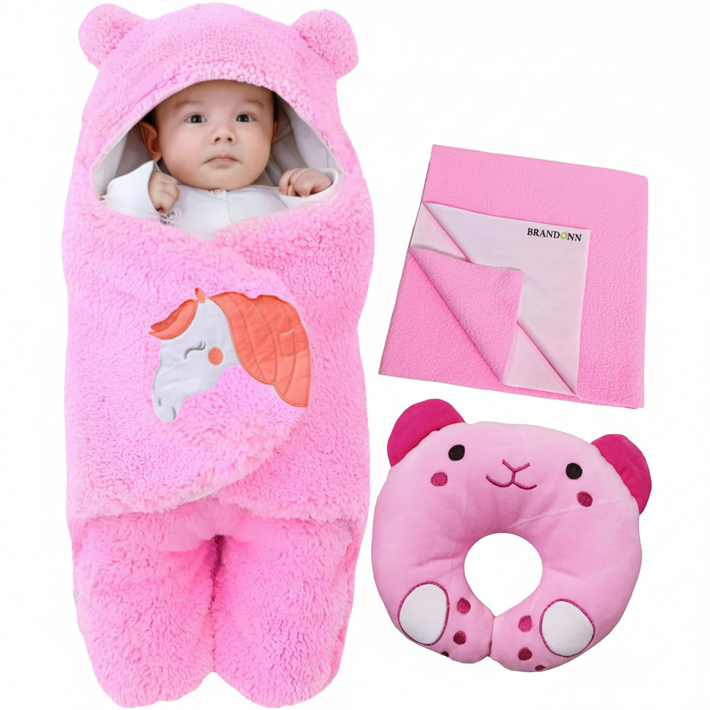 BRANDONN Newborn Baby Gift Set Combo Pack of Bedding Set for Boys and Girl Pack of 3 Pcs.