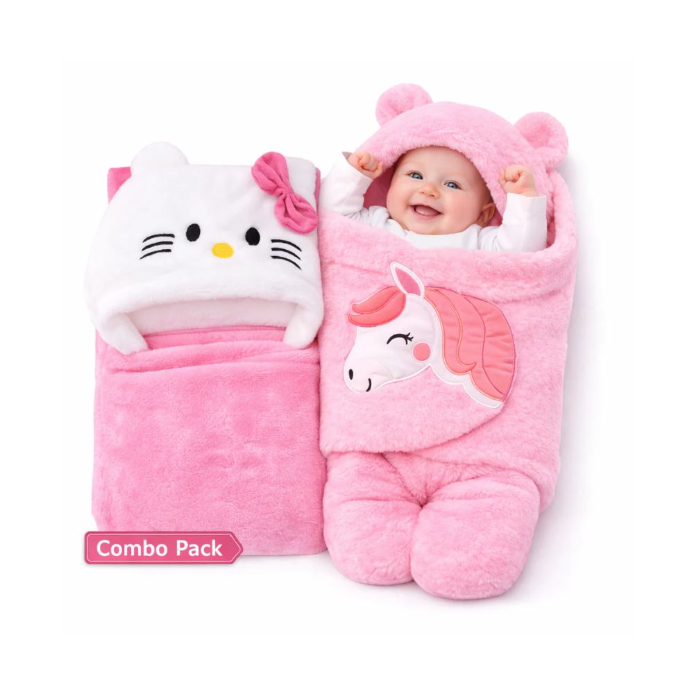 BRANDONN Newborn Baby Blanket Gift Set – Pack of 2 Swaddle Wraps (0–12 Months)