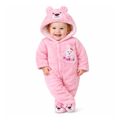 BRANDONN Baby Fleece Hooded Romper Winter Newborn Onesie Teddy Embroidered Jumpsuit
