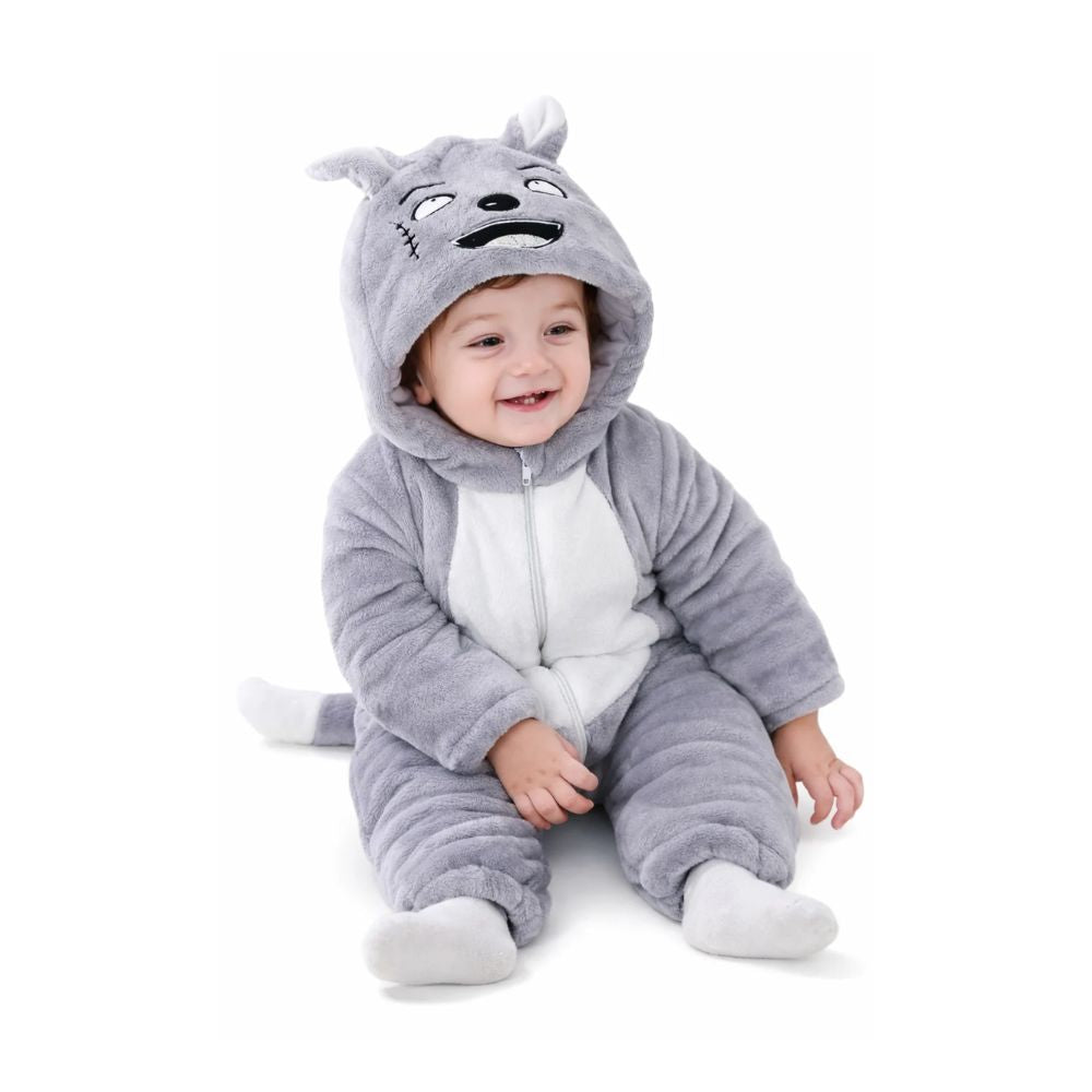 BRANDONN Baby Winter Fleece Romper – Hooded Warm Flannel Jumpsuit for Boys & Girls