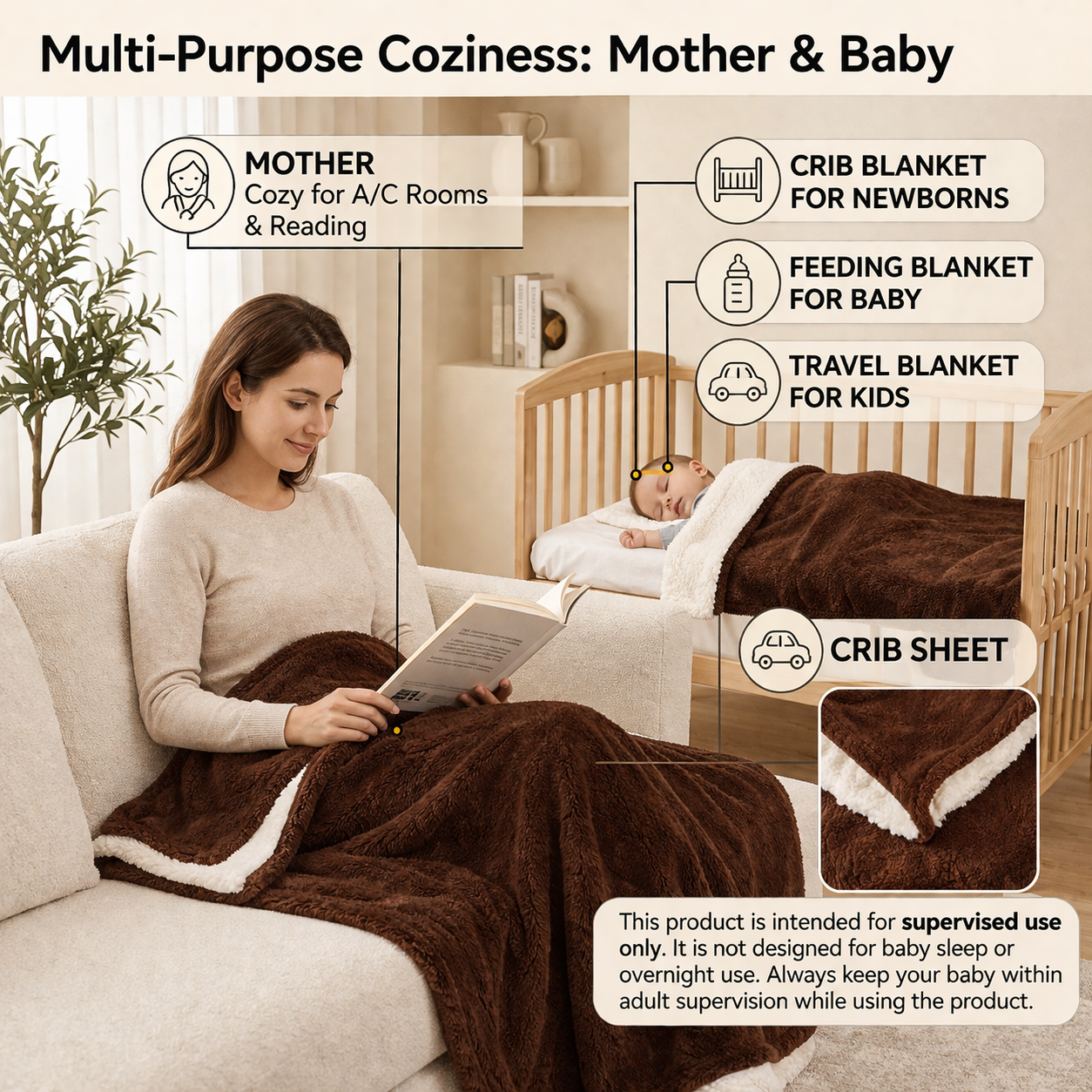 BRANDONN Newborn Baby Blanket Gift Pack – Fluffy Crib Swaddle Wrapper, 1 Pc (1 Month–5 Years)