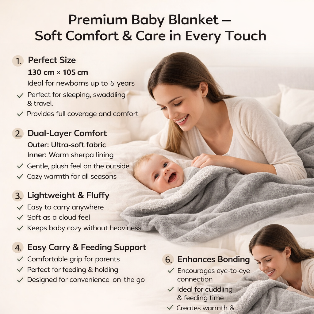 BRANDONN Newborn Baby Blanket Gift Pack – Fluffy Crib Swaddle Wrapper, 1 Pc (1 Month–5 Years)