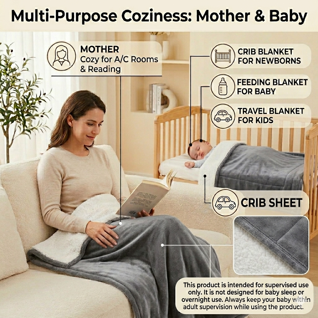 BRANDONN Newborn Baby Blanket Gift Pack – Fluffy Crib Swaddle Wrapper, 1 Pc (1 Month–5 Years)