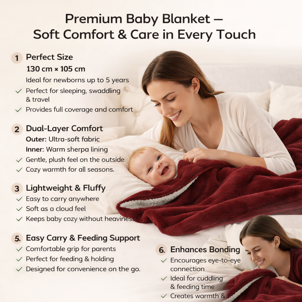 BRANDONN Newborn Baby Blanket Gift Pack – Fluffy Crib Swaddle Wrapper, 1 Pc (1 Month–5 Years)