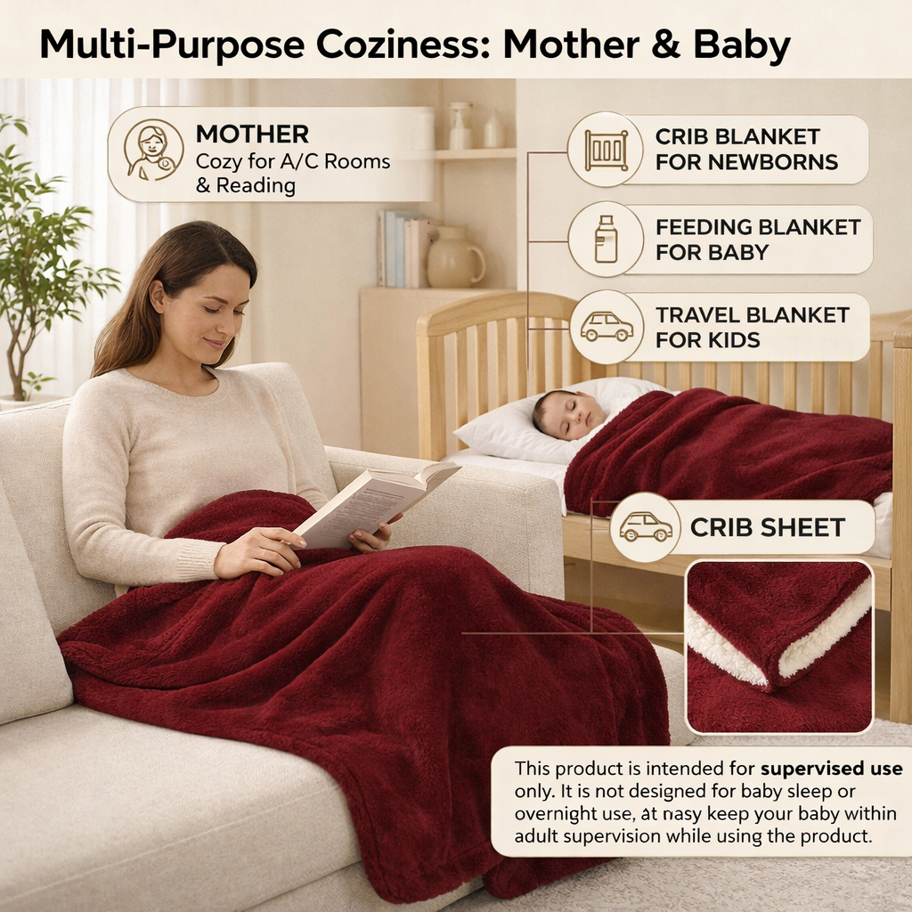 BRANDONN Newborn Baby Blanket Gift Pack – Fluffy Crib Swaddle Wrapper, 1 Pc (1 Month–5 Years)