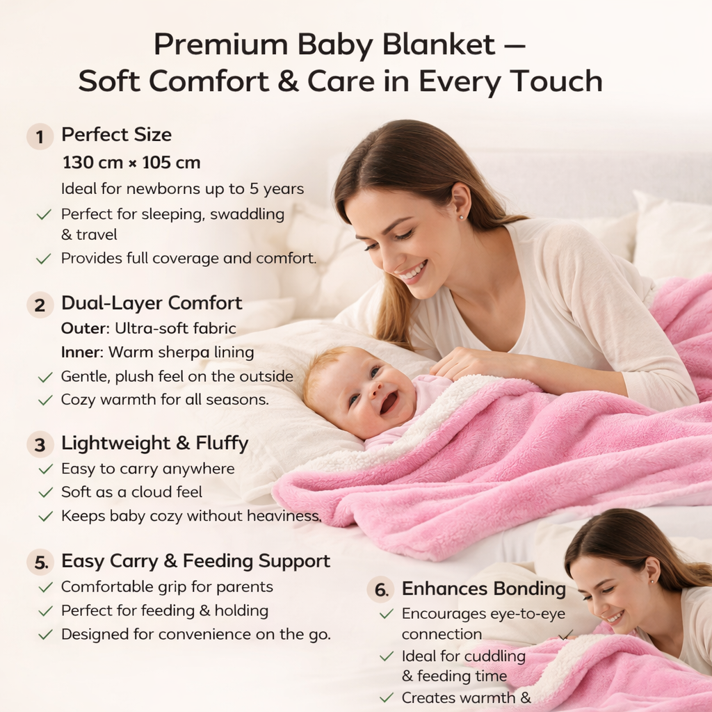 BRANDONN Newborn Baby Blanket Gift Pack – Fluffy Crib Swaddle Wrapper, 1 Pc (1 Month–5 Years)