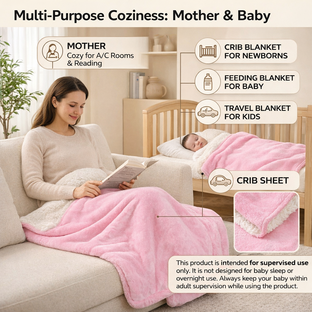 BRANDONN Newborn Baby Blanket Gift Pack – Fluffy Crib Swaddle Wrapper, 1 Pc (1 Month–5 Years)