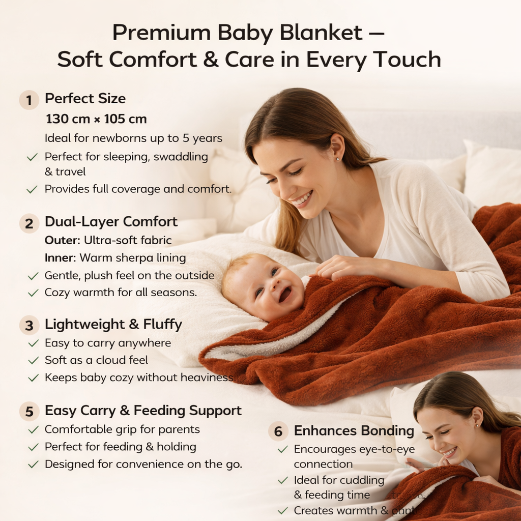BRANDONN Newborn Baby Blanket Gift Pack – Fluffy Crib Swaddle Wrapper, 1 Pc (1 Month–5 Years)