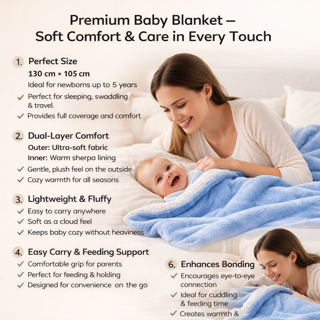 BRANDONN Newborn Baby Blanket Gift Pack – Fluffy Crib Swaddle Wrapper, 1 Pc (1 Month–5 Years)