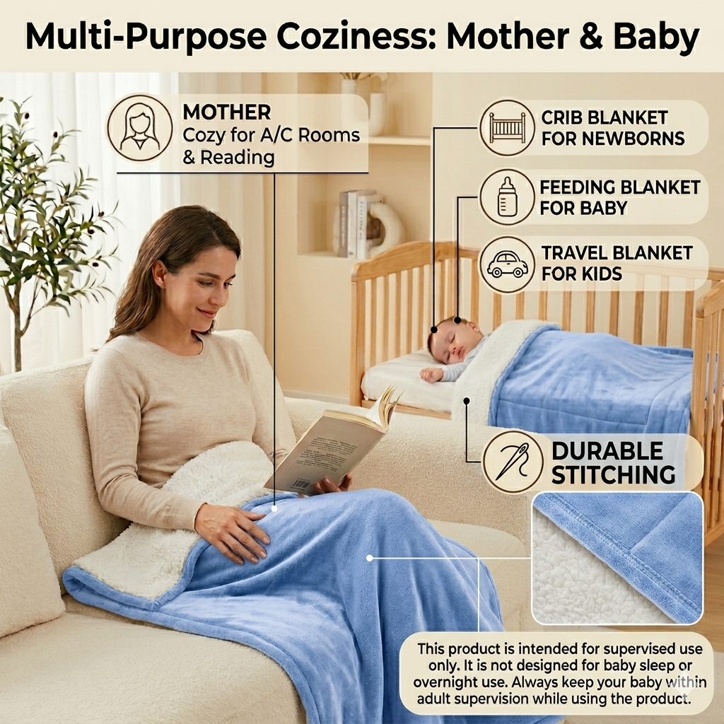 BRANDONN Newborn Baby Blanket Gift Pack – Fluffy Crib Swaddle Wrapper, 1 Pc (1 Month–5 Years)