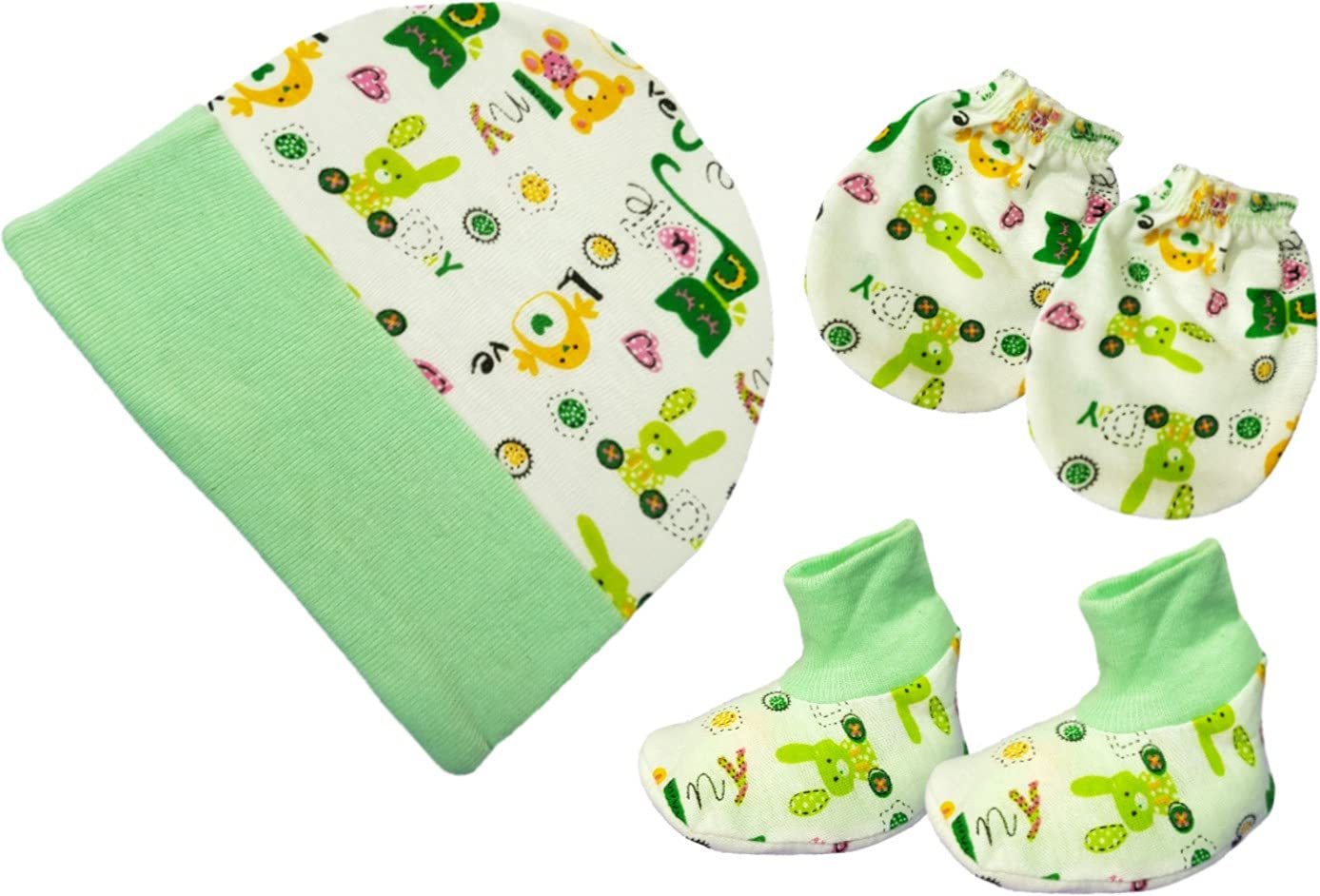 BRANDONN Combo Of New Born Baby Blanket, Pillow, Bibs, Bottle Cover, Cap, Mitten And Socks For Baby Boys And Baby Girls(Starts0-12 Months) Pack Of 10 Units,Assorted