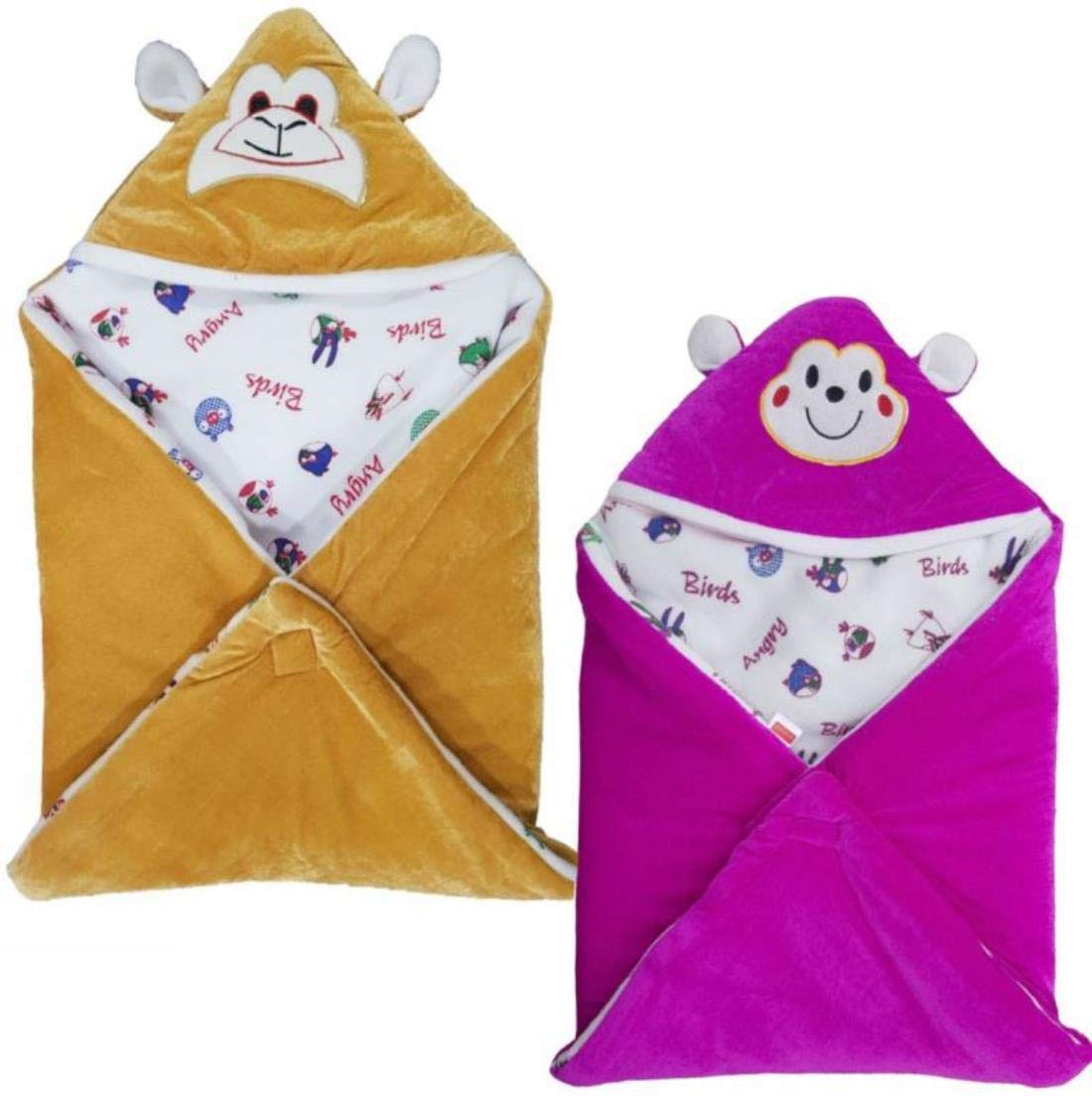 First Kick Baby Blankets New Born Combo Pack of Super Soft Baby Wrapper Durable Fleece Polyester Sleeping Bag Cum Baby Blanket for Baby Boys Girls (66cm x 66cm, 0-6 Months), Pack of 2 Beige, Wine