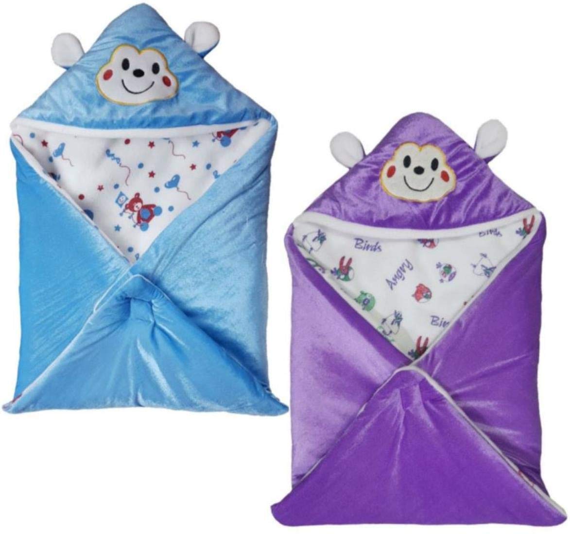 First Kick Baby Blankets New Born Combo Pack of Super Soft Baby Wrapper Durable Fleece Polyester Sleeping Bag Cum Baby Blanket for Baby Boys Girls (66cm x 66cm, 0-6 Months), Pack of 2 Beige, Wine