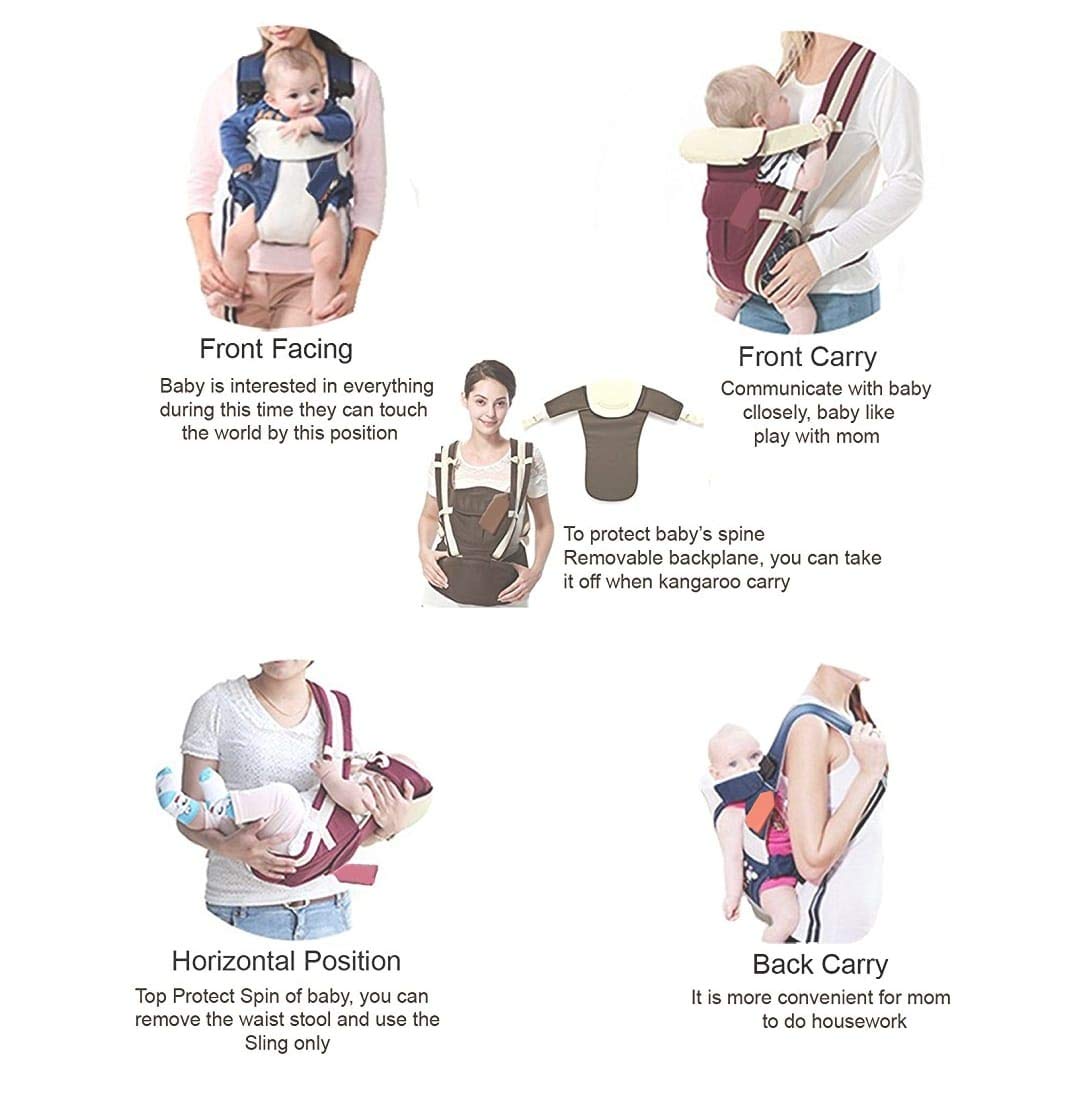 BRANDONN 5-in-1 Front Baby Carrier with Waist Belt (Wine)