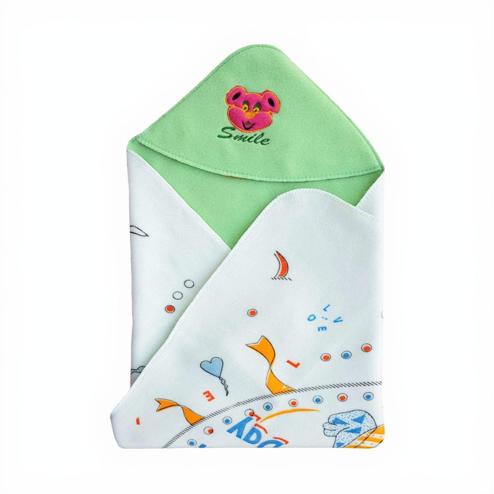 BRANDONN Premium Double PLY Reversible Hooded Fleece Baby Blanket (25 INCH X 35INCH,C-Green)