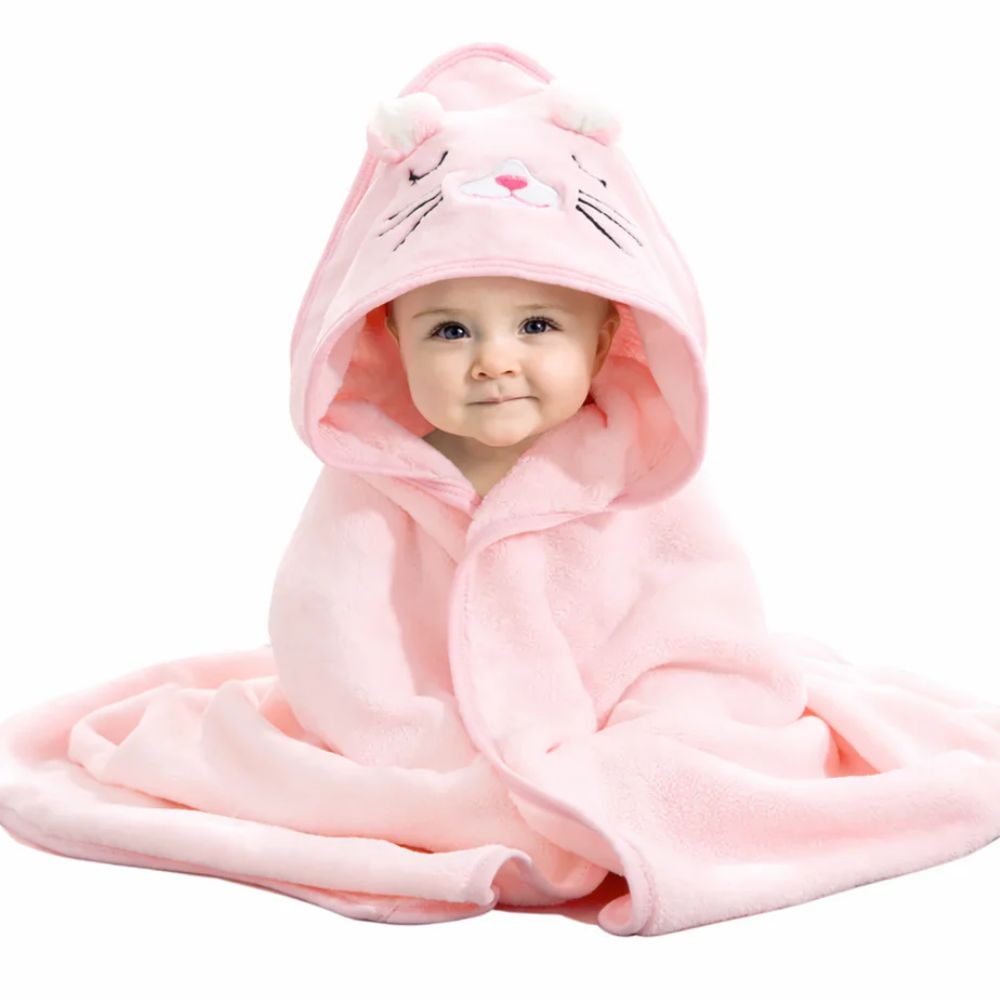 BRANDONN Hooded Baby Blanket & Bath Towel, Sky Blue Dog, 75x75 cm (0-12 Months)