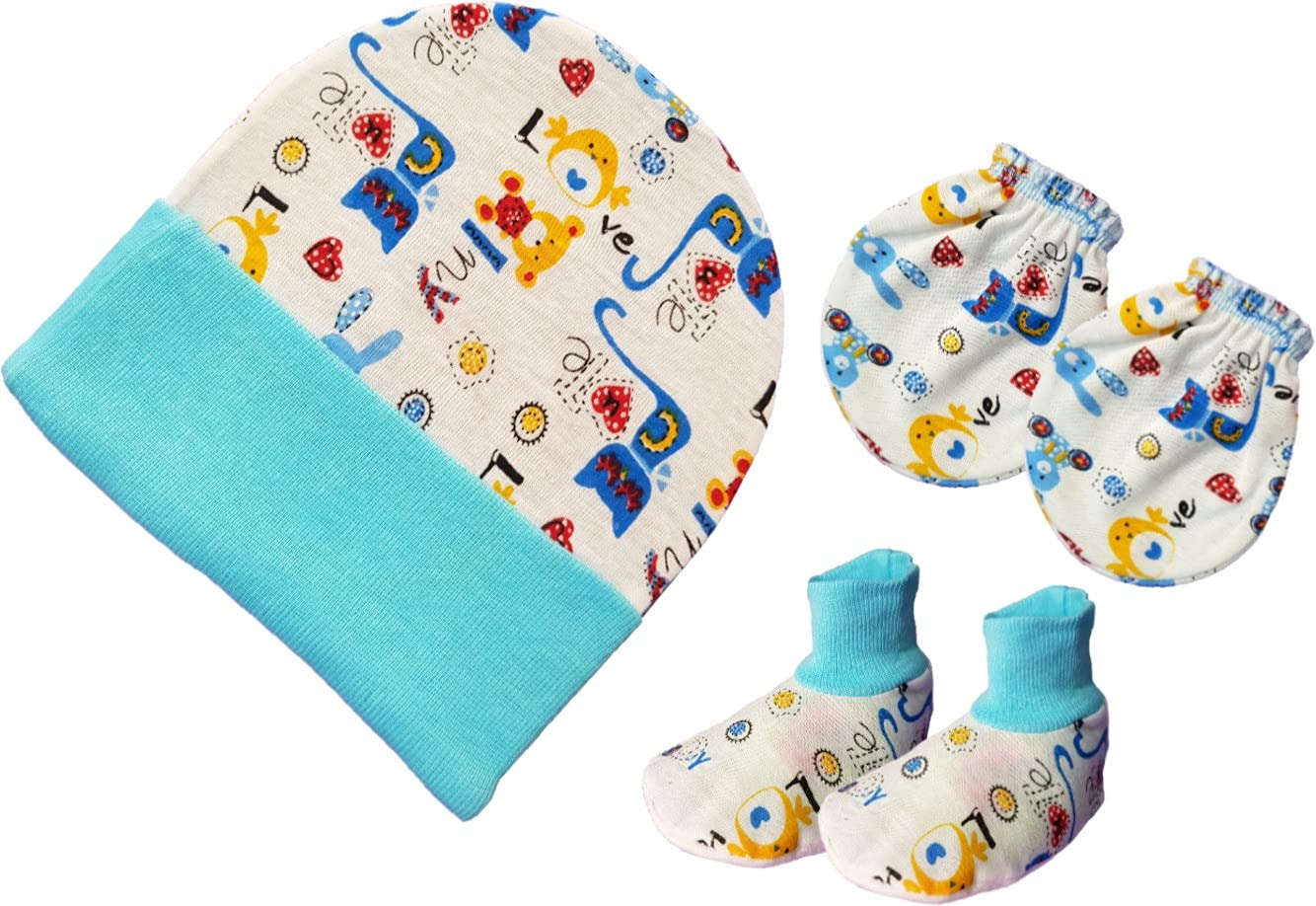 BRANDONN Combo Of New Born Baby Blanket, Pillow, Bibs, Bottle Cover, Cap, Mitten And Socks For Baby Boys And Baby Girls(Starts0-12 Months) Pack Of 10 Units,Assorted