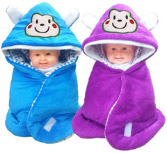 First Kick Baby Blankets New Born Combo Pack of Super Soft Baby Wrapper Durable Fleece Polyester Sleeping Bag Cum Baby Blanket for Baby Boys Girls (66cm x 66cm, 0-6 Months), Pack of 2 Beige, Wine